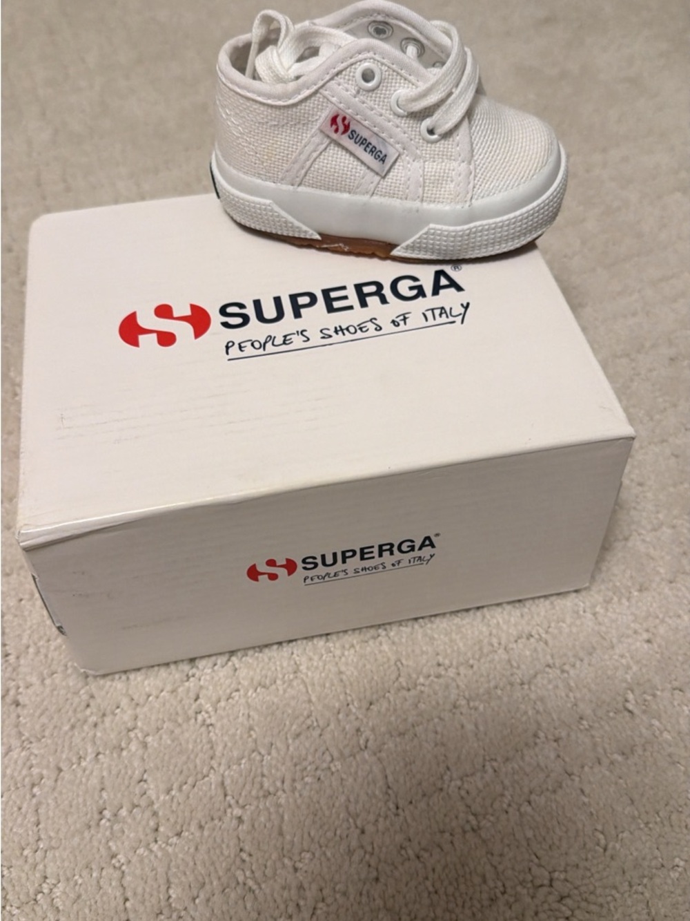 Superga Kids White Canvas Low-Top Lace Sneakers